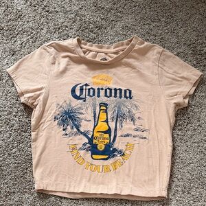 Corona Peach Tee with Bottle Graphic